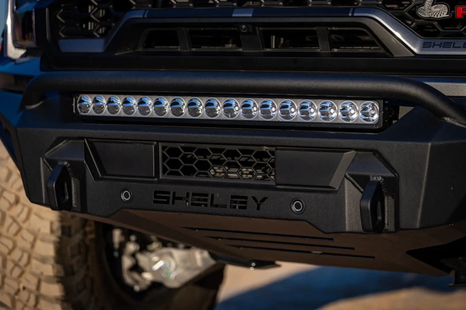Close up of front bar grille on Shelby pickup truck