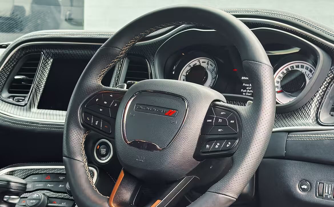 2023 Dodge Challenger R/T Muscle Car from Autogroup International - previously converted 2023 Doge Challenger RT showing the RHD dashboard