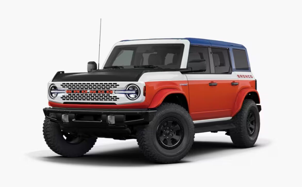 right-hand drive 2025 Ford Bronco Stroppe Edition in Oxford White, powered by a 2.7L twin-turbo EcoBoost V6 from Autogroup International - front qtr view, Ready for Australia