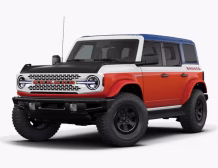 right-hand drive 2025 Ford Bronco Stroppe Edition in Oxford White, powered by a 2.7L twin-turbo EcoBoost V6 from Autogroup International - front qtr view, Ready for Australia