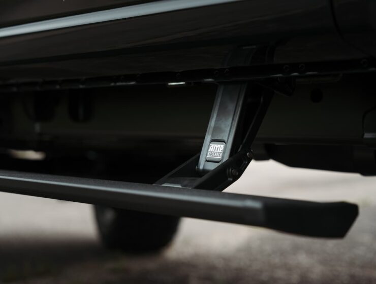 Right hand drive Black Widow F-250 Lariat Pickup truck from Autogroup International in Australia with powered side steps