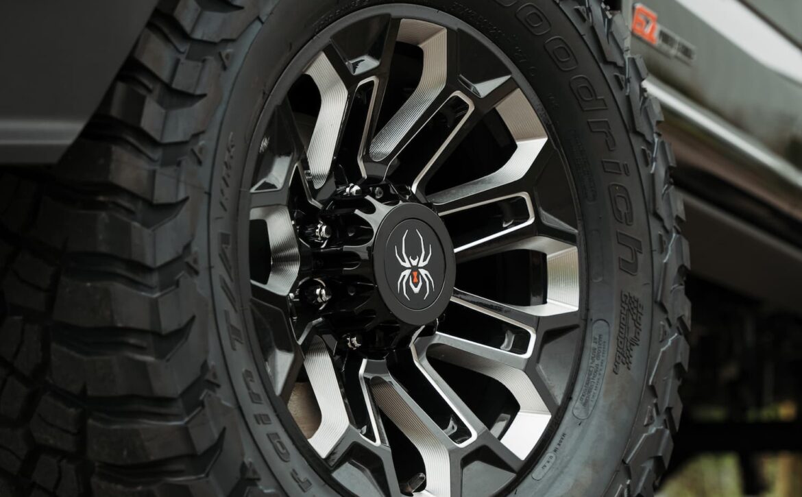 Right hand drive Black Widow F-250 Lariat Pickup truck from Autogroup International in Australia with off road tyres