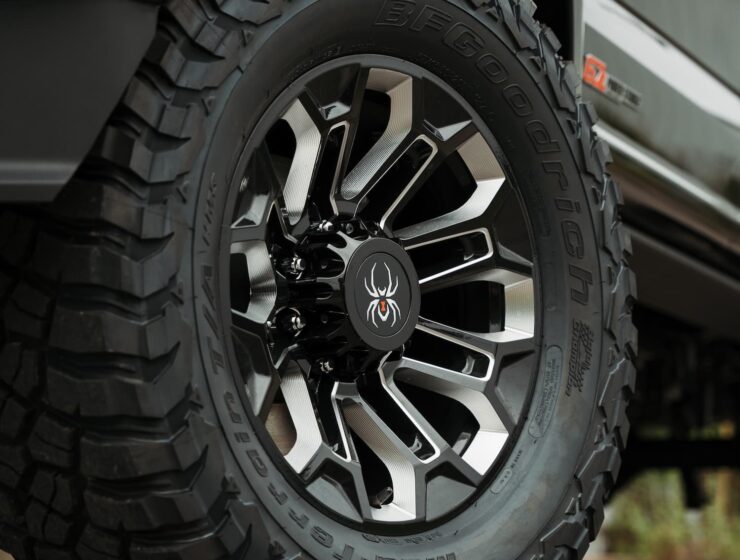 Right hand drive Black Widow F-250 Lariat Pickup truck from Autogroup International in Australia with off road tyres