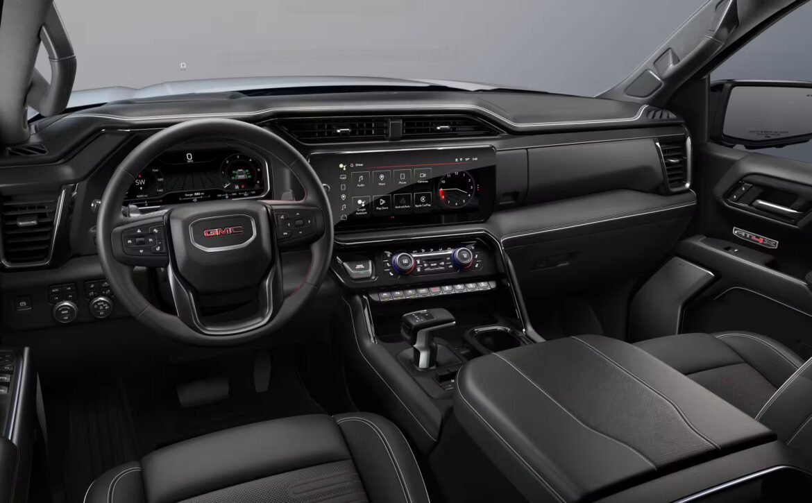 Right hand drive 2026 GMC Sierra 1500 AT4X Pickup truck from Autogroup International ready for Australia - LHD drive interior before conversion