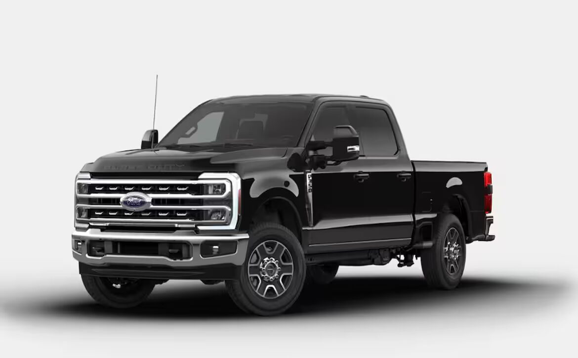 The right hand drive 2026 Ford F-350 Super Duty Lariat Crew Cab in Agate Black from Autogroup International
