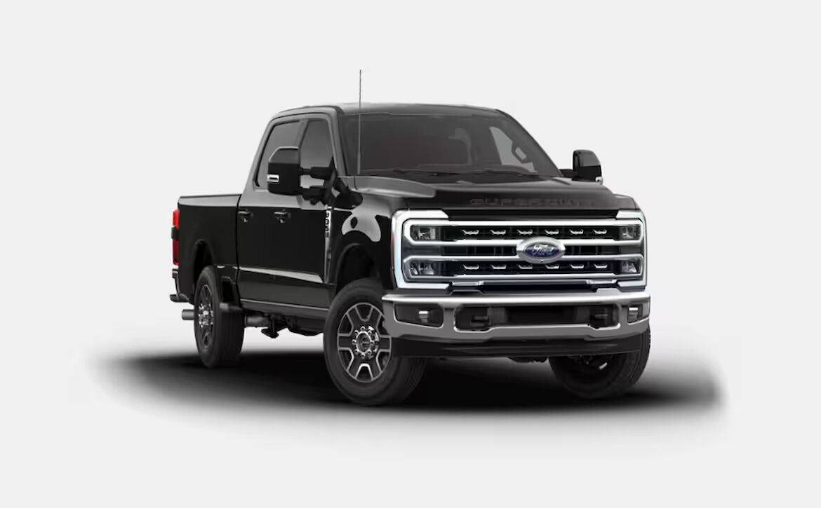 The right hand drive 2026 Ford F-350 Super Duty Lariat Crew Cab in Agate Black from Autogroup International