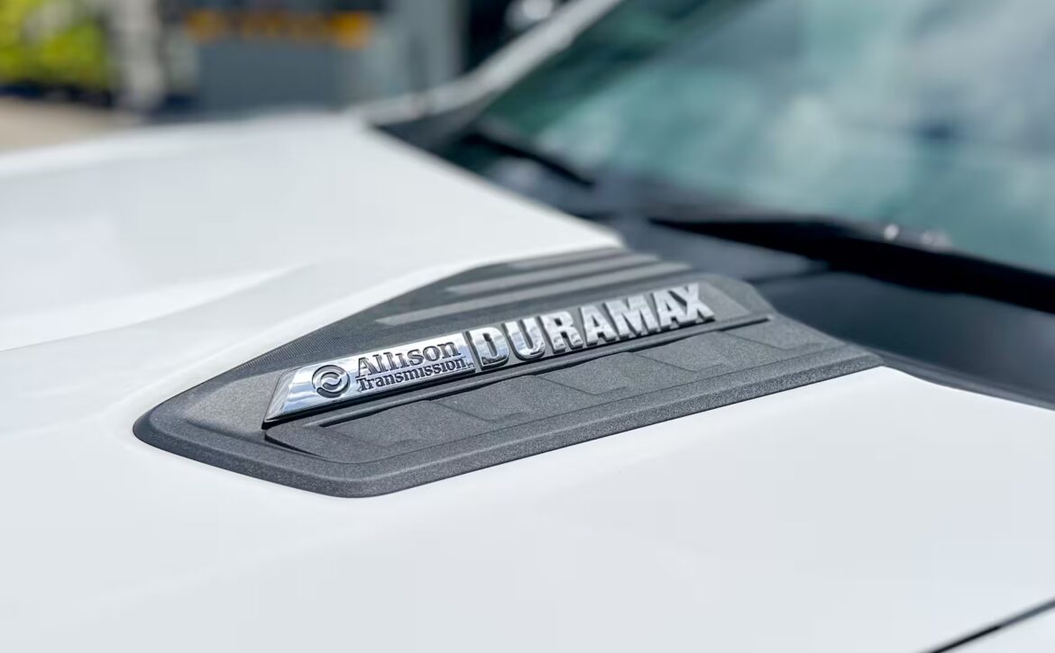 Right hand drive 2026 Chevrolet Silverado 3500 DRW High Country pickup truck from Autogroup International in Australia - Duramax logo on bonnet