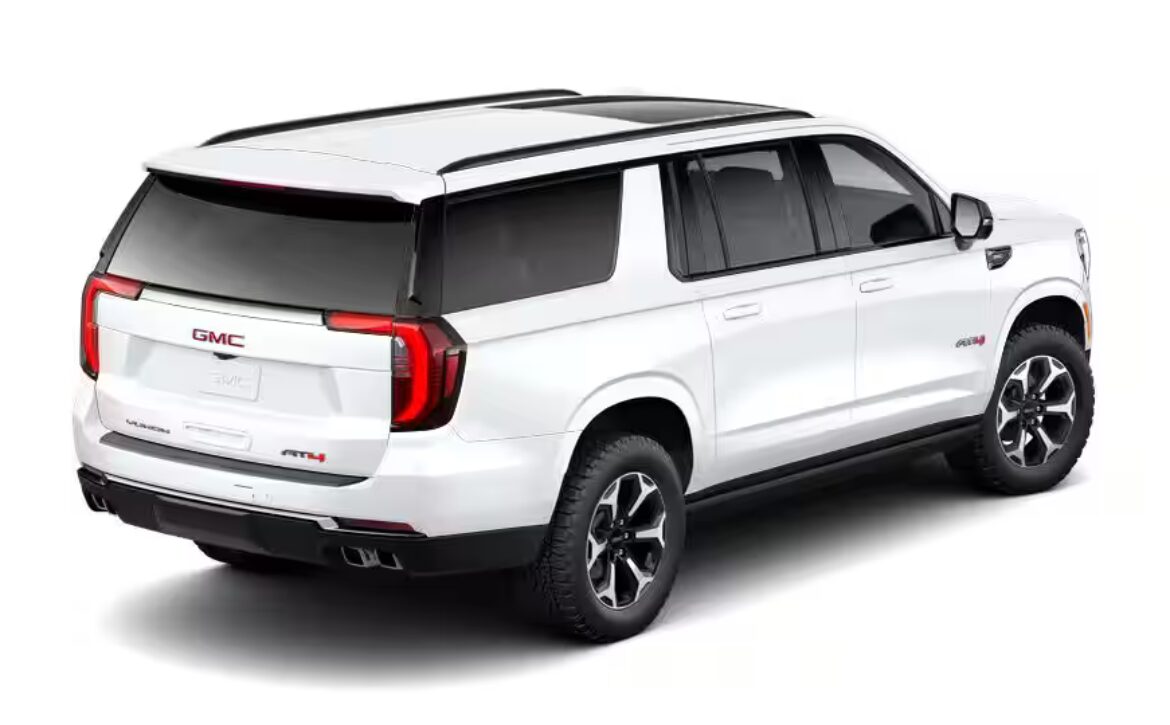 Right hand drive 2026 GMC Yukon XL AT4 Ultimate in Summit white from Autogroup International (front view)