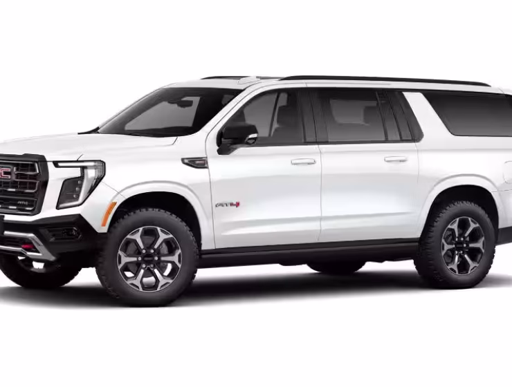 Right hand drive 2026 GMC Yukon XL AT4 Ultimate in Summit white from Autogroup International (front view)
