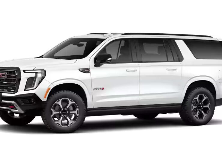 Right hand drive 2026 GMC Yukon XL AT4 Ultimate in Summit white from Autogroup International (front view)