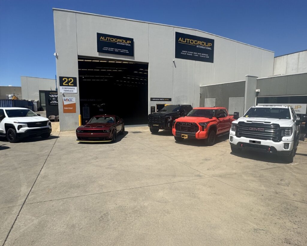 Incredible collection of right hand drive American Pickup trucks, Muscle cars and SUV at Autogroup International in Australia (Large)